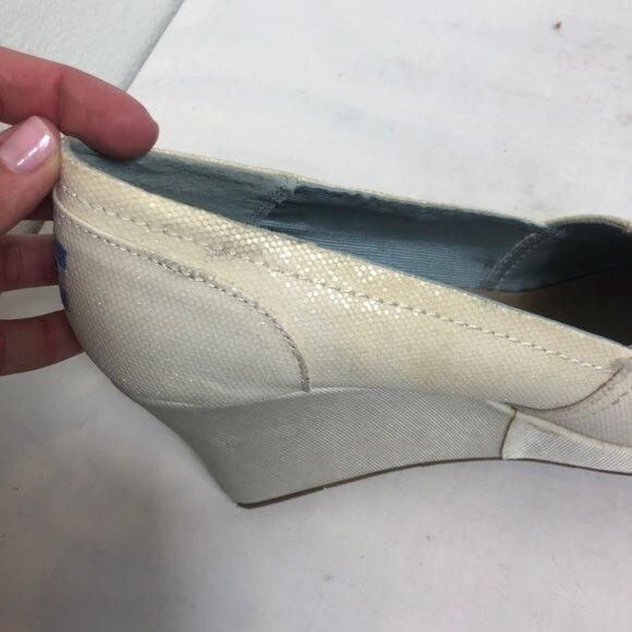 Toms Ivory Grosgrain Wedge Wedding Collection Size 11 - Picture 7 of 11